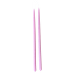 Thin long non drip beeswax taper in pink marshmallow,  dripless, 6 hours burn