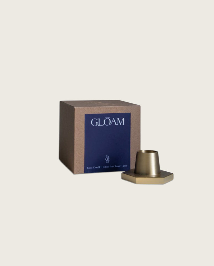 Brass candle holder in solid gloden brass for classic taper candles and twisted tapers designed by GLŌAM