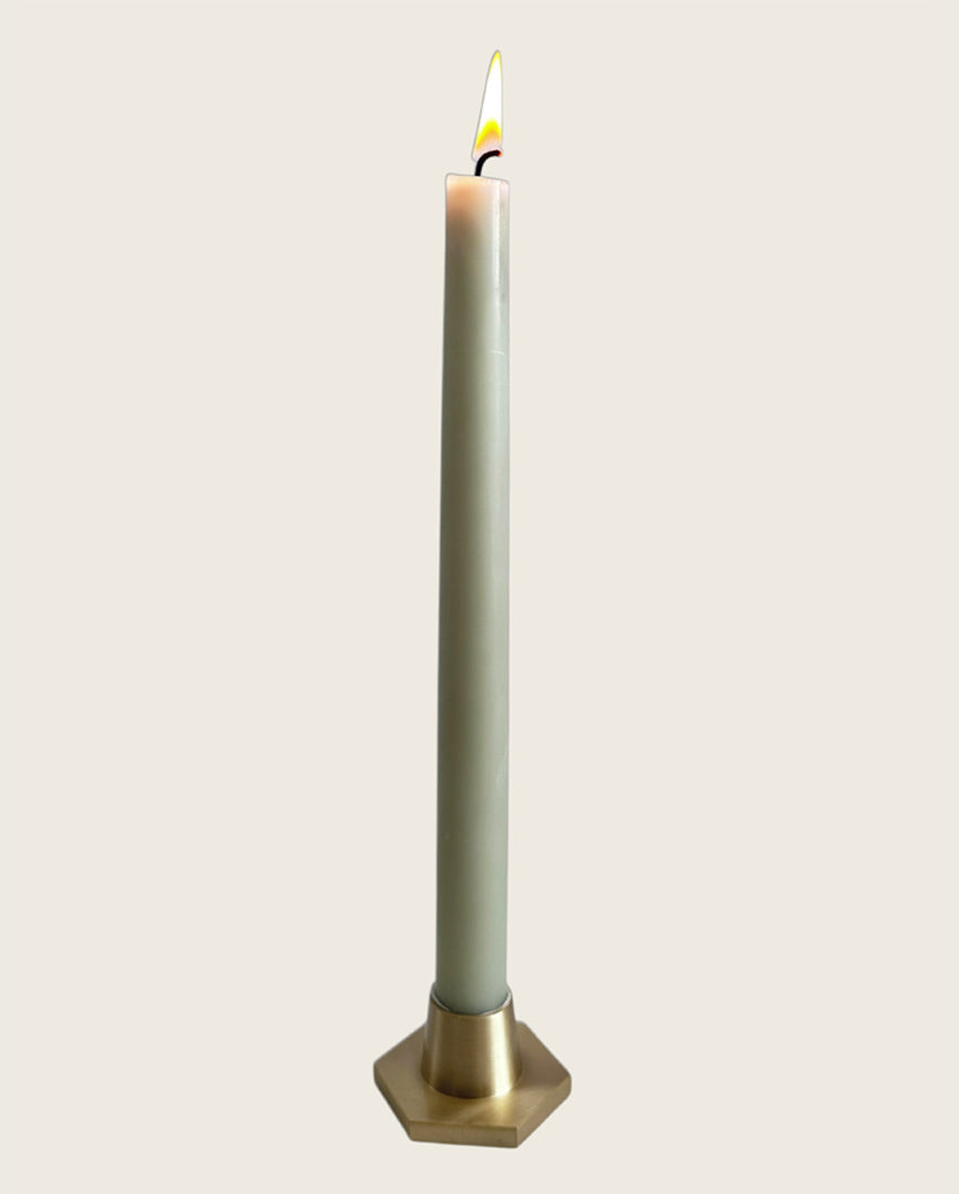 Hexagon Brass Candle Holder for Classic and Twisted Taper Candles.