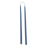 thin taper beeswax candles hand-dipped  in the blue color M Denim, 6 hours burn