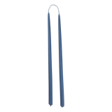 thin taper beeswax candles hand-dipped  in the blue color M Denim, 6 hours burn