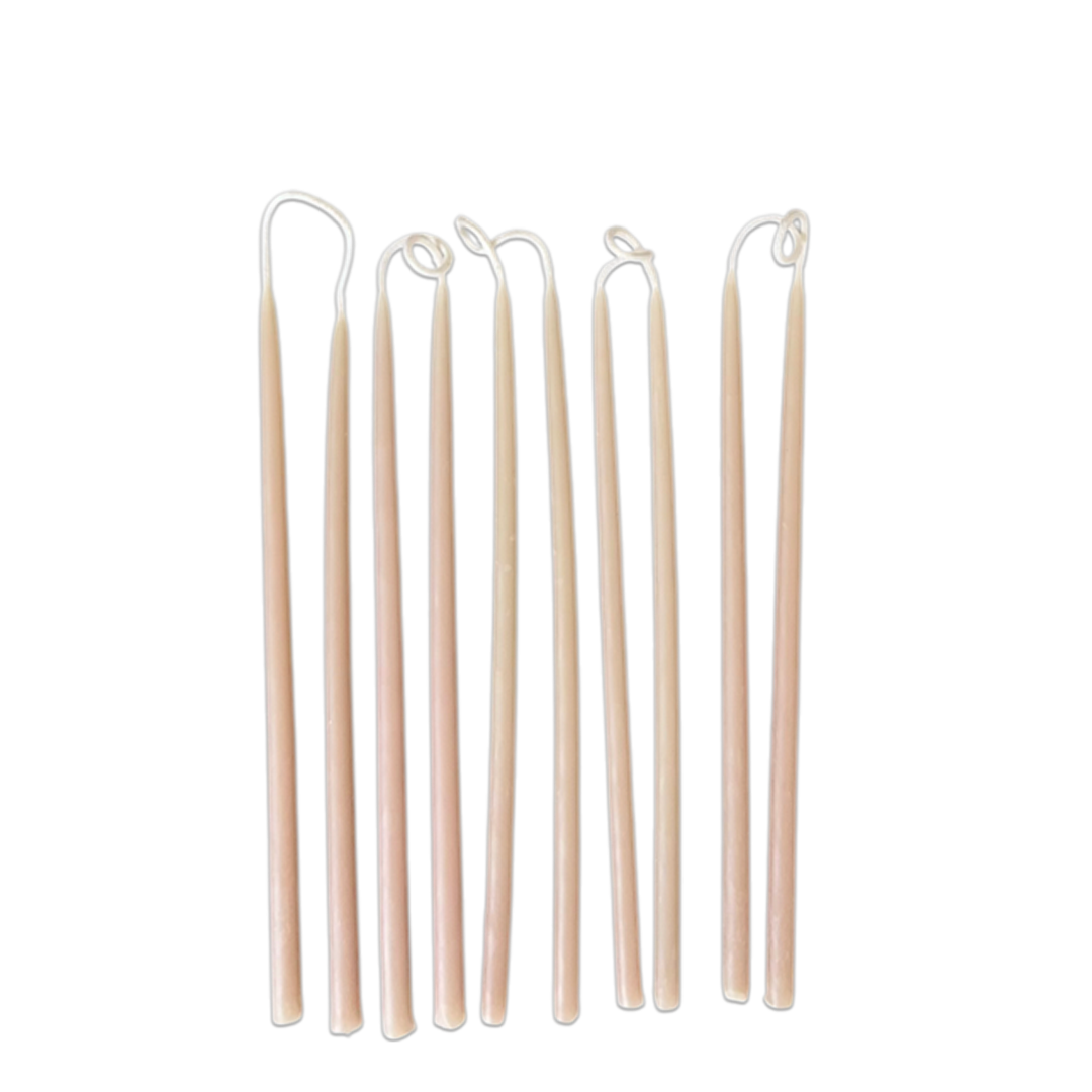 Beeswax birthday candles in creme for cake