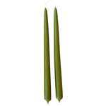 pure beeswax, no drip taper, candles, hand dipped in martini - olive, green hue