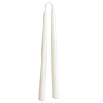 GLŌAM 12" hand-dipped beeswax taper candles in Alpine Glow — pure white, made in Santa Barbara with natural plant-based pigments.