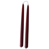 GLŌAM 12" hand-dipped beeswax taper candles in Mulberry — a deep red-purple, made in Santa Barbara with natural plant-based pigments.