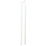 GLŌAM 12" hand-dipped thin beeswax taper candles in Alpine Glow — pure white, made in Santa Barbara with natural plant-based pigments.
