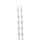  GLŌAM 12" hand-dipped twisted beeswax taper candles in Alpine Glow — pure white, made in Santa Barbara with natural plant-based pigments.