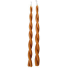 GLŌAM 12" hand-dipped twisted beeswax taper candles in Ochre — a rich mustard yellow, made in Santa Barbara with natural plant-based pigments.