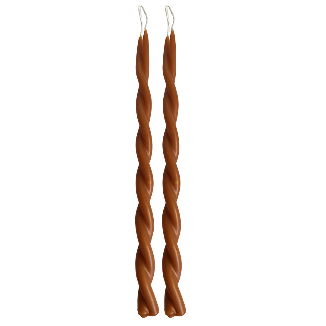 A Pair of Twisted Beeswax Candles in Bedouin
