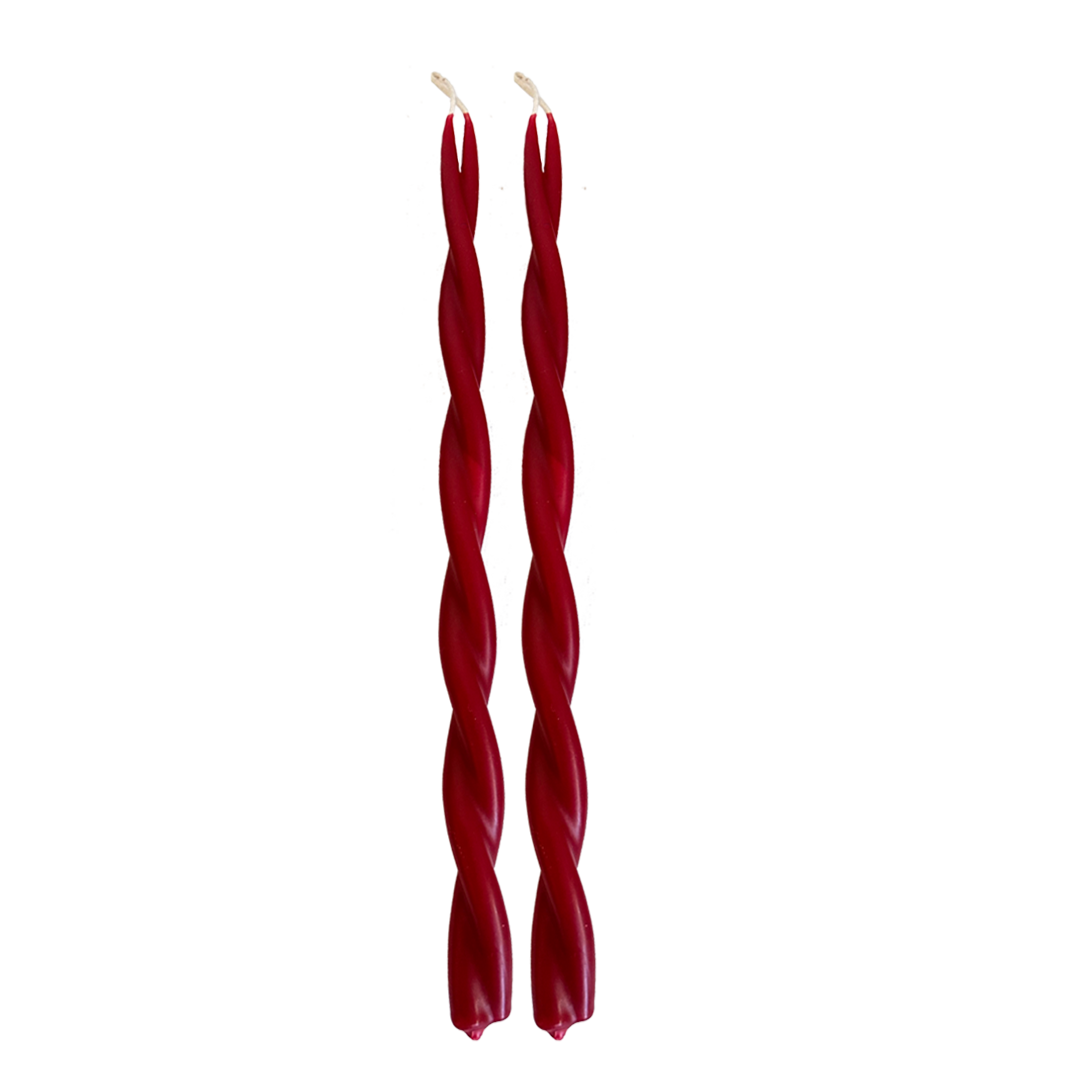 A Pair of Twisted Beeswax Candles in Bumbleberry Pie