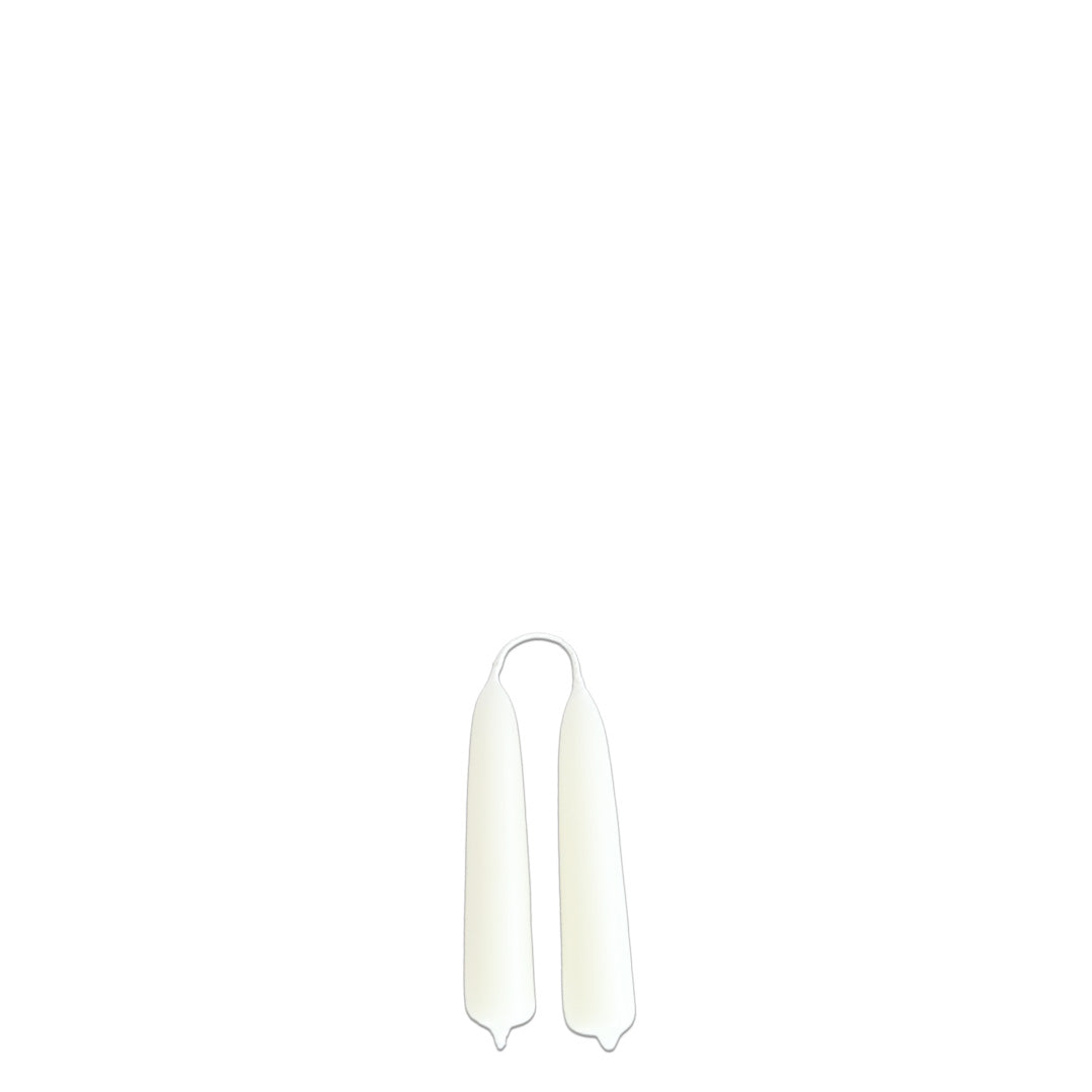 GLŌAM 5" hand-dipped mini beeswax taper candles in Alpine Glow — pure white, made in Santa Barbara with natural plant-based pigments.