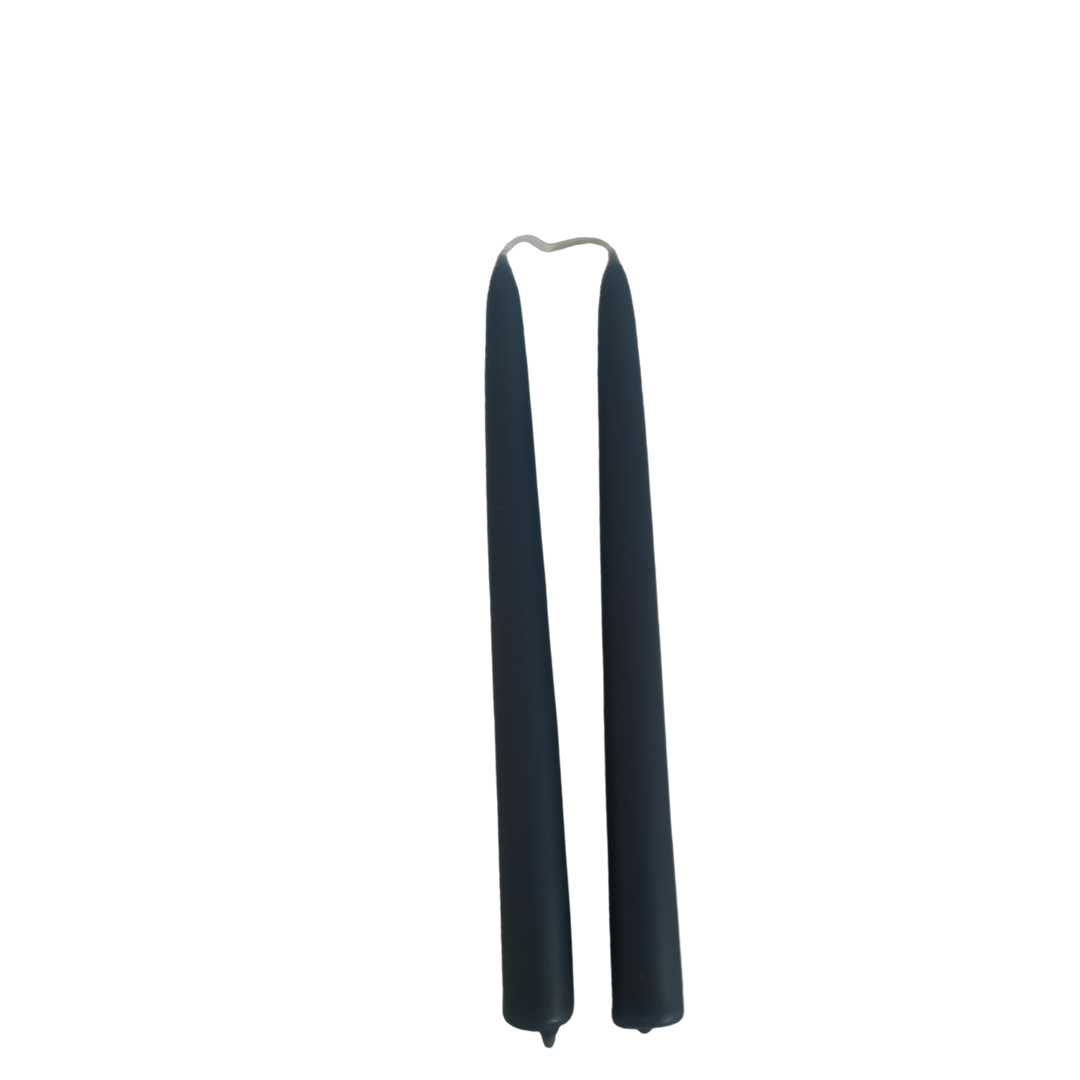 Hand-Dipped Beeswax Taper Candles in Oxford Blue