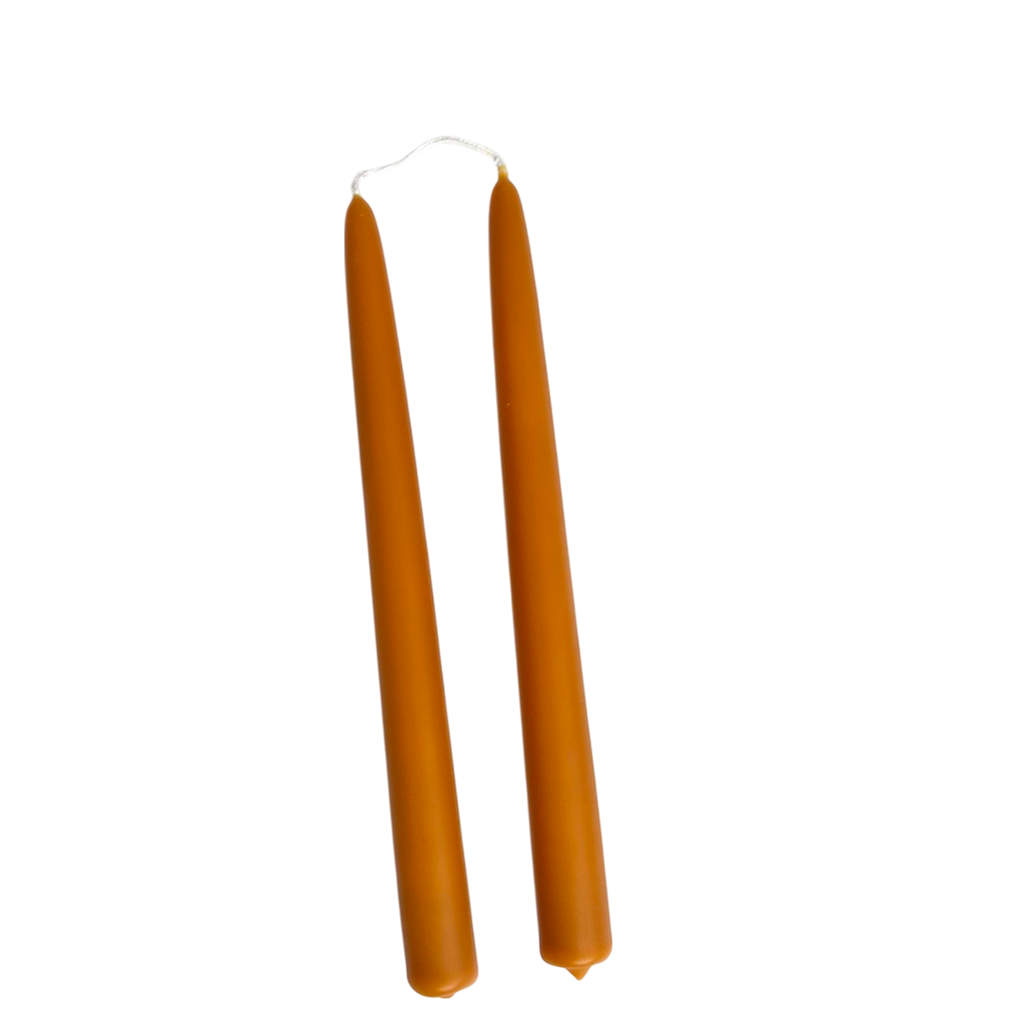 Beeswax Tapers in Ochre
