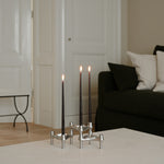 STOFF Nagel Danish design BMF Candle Holder in Brushed Chrome is among the most iconic candle holder designs from the prominent design decade of the 1960s.