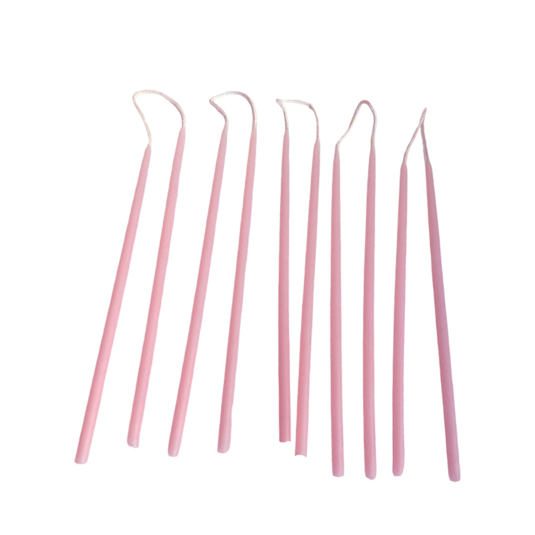 Beeswax Birthday Candles, Hand dipped, Dripless, in Pink Rose