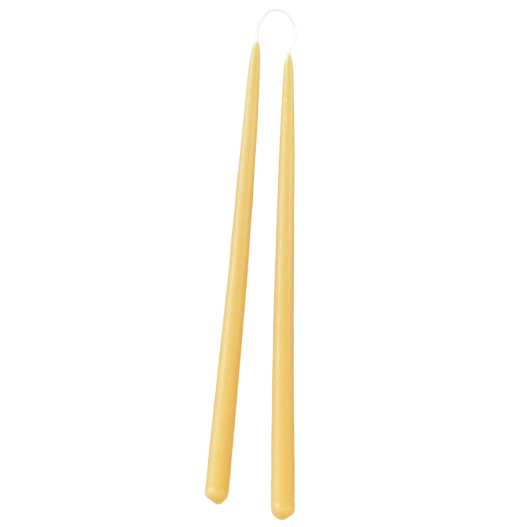 thin taper beeswax candles hand-dipped  in natural
