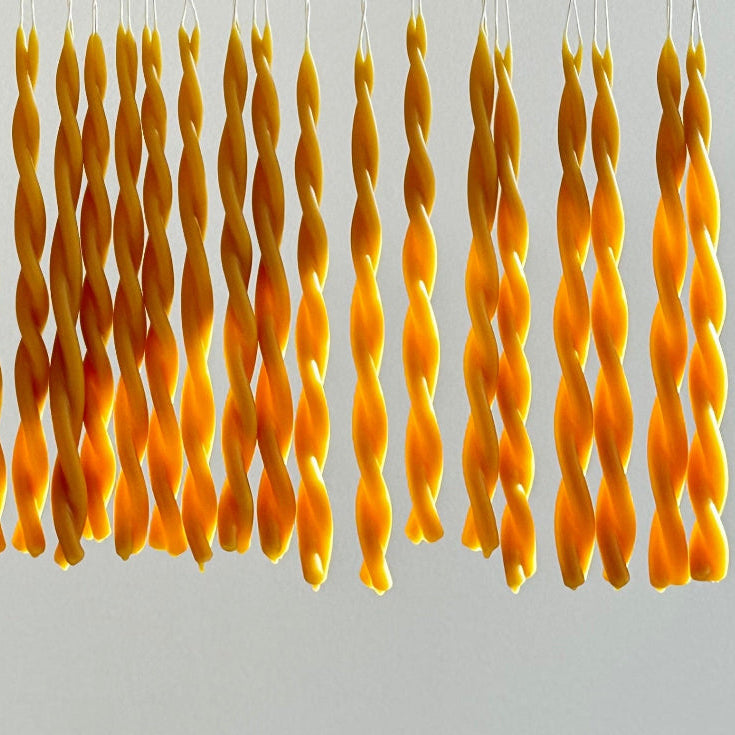  GLŌAM-hand-dipped-hand-twisted-beeswax-taper-candles-yellow-cream
