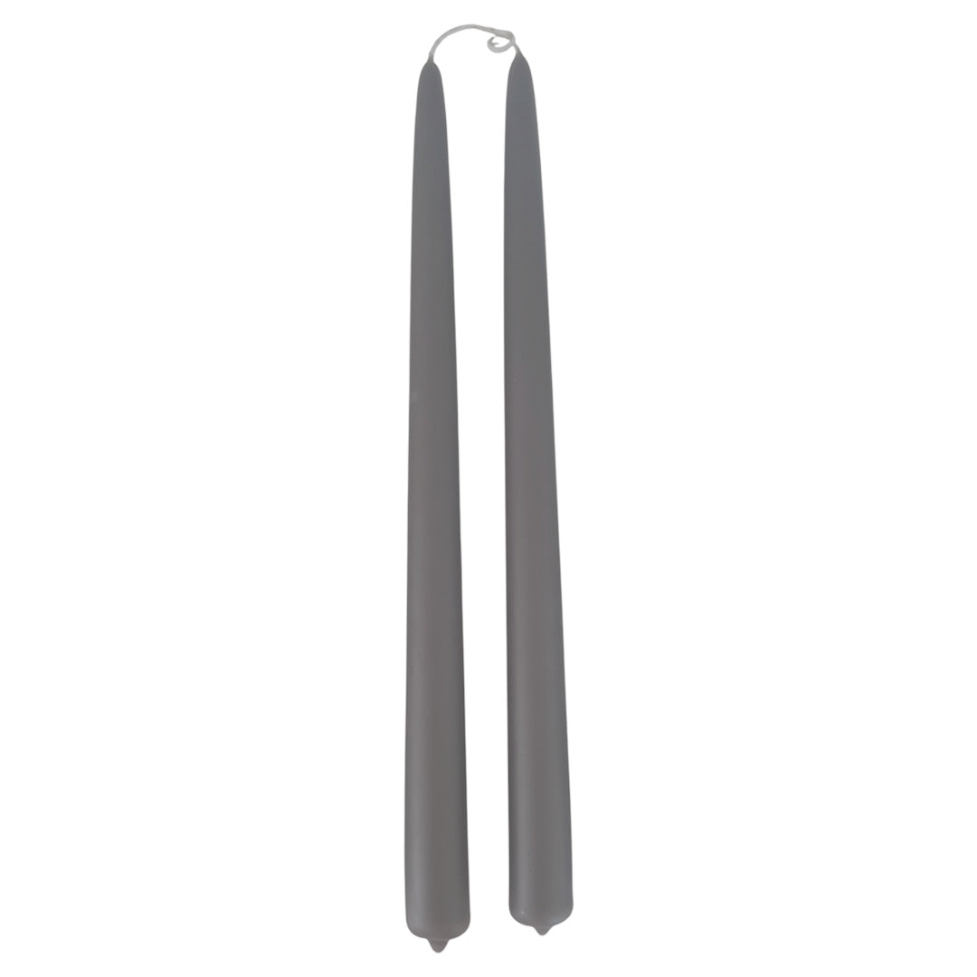 Classic dipped taper candles in pure beeswax, non-drip, in Fauna- Grey Color