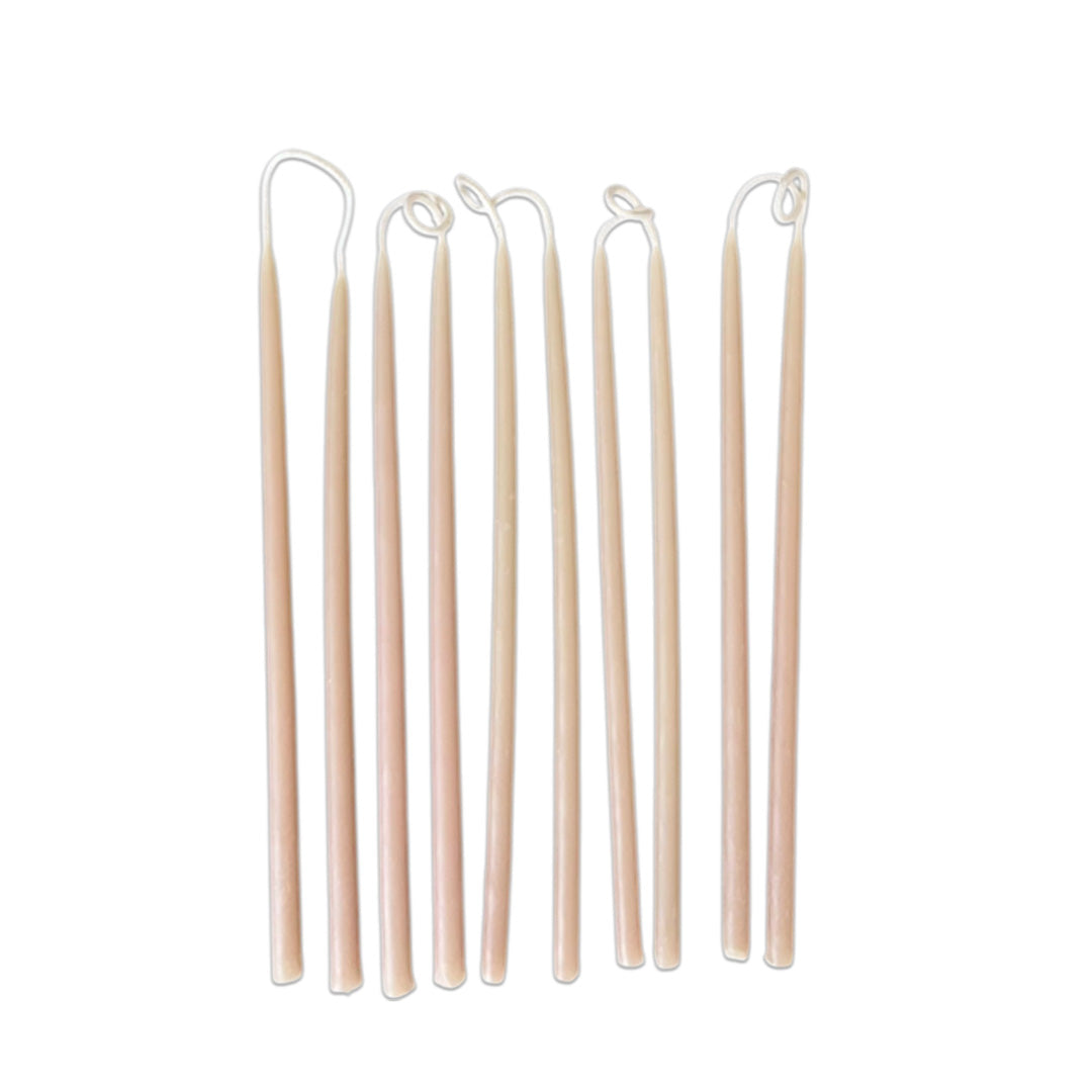  Beeswax Birthday Candles, Hand dipped, Dripless, in Creme 