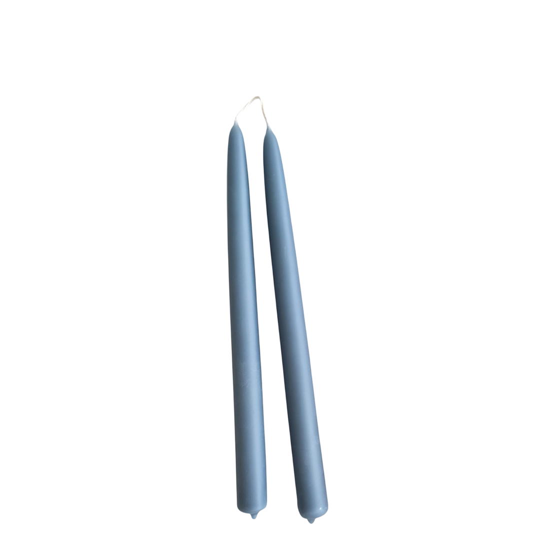 Hand-Dipped Beeswax Taper Candles in Egyptian Blue