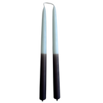 GLŌAM 12" hand-dipped beeswax taper candles in Gelato — a soft two-tone of cream and blue, made in Santa Barbara with natural plant-based pigments