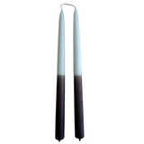 GLŌAM 12" hand-dipped beeswax taper candles in Gelato — a soft two-tone of cream and blue, made in Santa Barbara with natural plant-based pigments