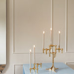 Stoff Nagel brass stand —sculptural Danish candle holder sfor tapers, for elevated elegant decorative display.