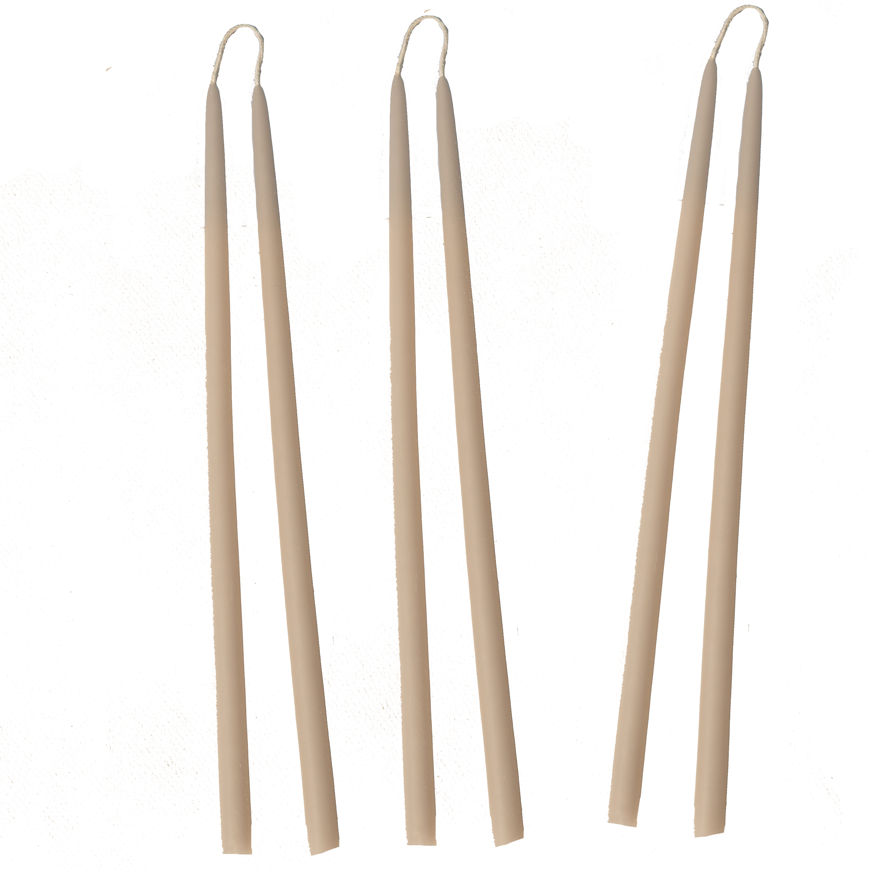 A Bundle of 3 pairs of Thin Beeswax Tapers Candles in Tofino