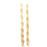 Twisted beeswax taper candles plant-based pigments in yellow butter color, hand crafted for a luxurious look