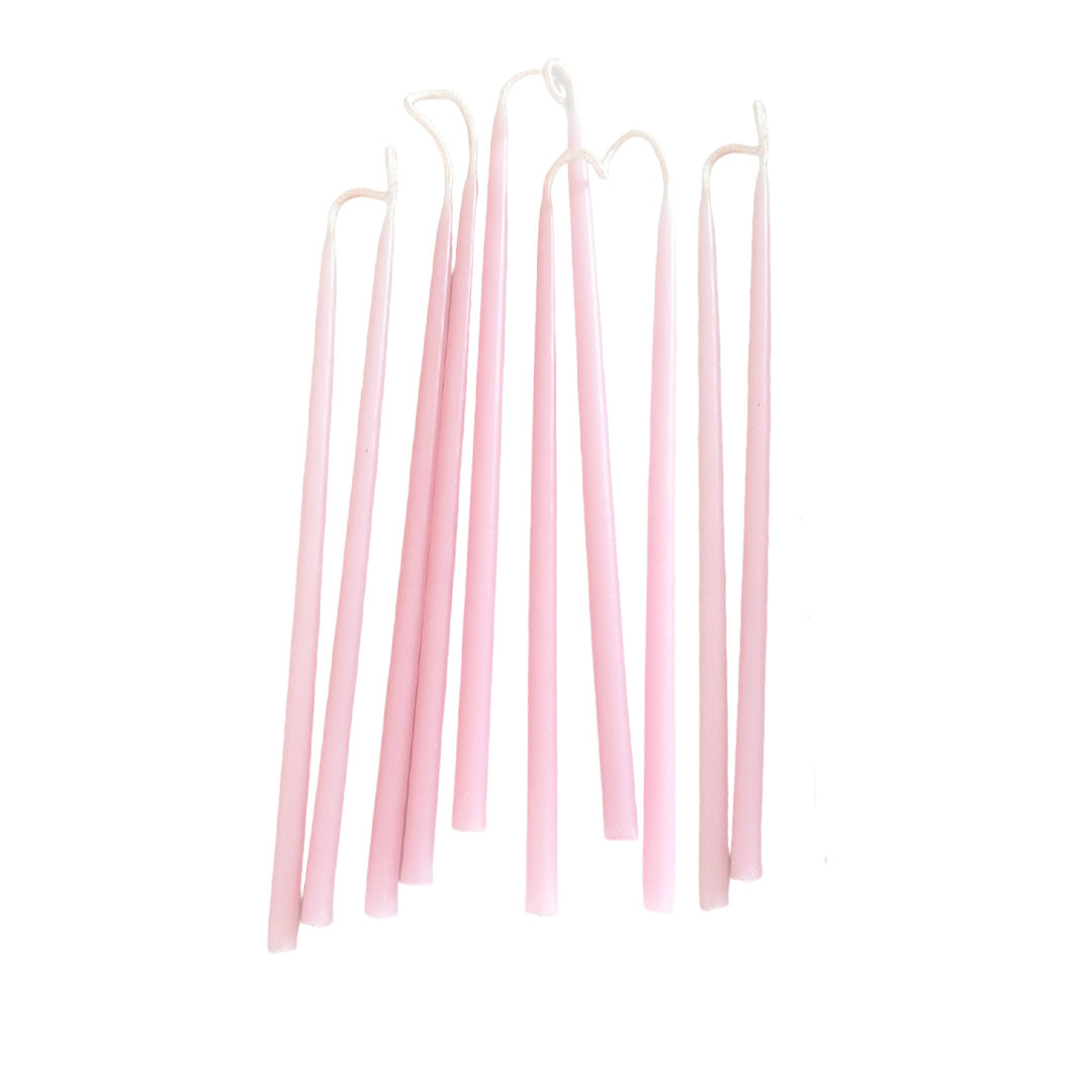 Beeswax Birthday Candles in Pink Sand