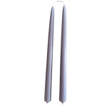 a pair of pure  beeswax taper candles hand dipped in lavender purple