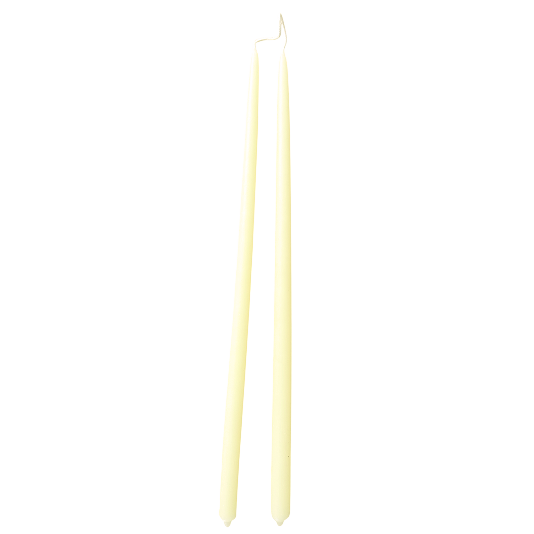 GLŌAM 12" hand-dipped thin beeswax taper candles in Beurre — a pale butter yellow, made in Santa Barbara with natural plant-based pigments