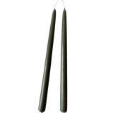 a pair of pure beeswax taper candles hand dipped in Dark Pine