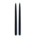 a pair of 12" Beeswax Taper candles in Black Noir color, dripless,clean burn. 