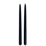a pair of 12" Beeswax Taper candles in Black Noir color, dripless,clean burn. 