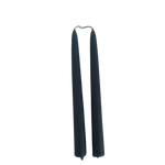 a pair of hand-dipped beeswax taper candles made with plant based pigments for an eco-friendly, elegant elevated accent, non dripp, long burn, colour dark blue