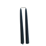 a pair of hand-dipped beeswax taper candles made with plant based pigments for an eco-friendly, elegant elevated accent, non dripp, long burn, colour dark blue