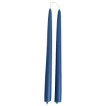 a pair odf hand-dipped beeswax taper candles in Le Lavandou,blue hue, made with natural plant-based pigments for an eco-friendly, elegant home decor accent. 