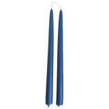 a pair odf hand-dipped beeswax taper candles in Le Lavandou,blue hue, made with natural plant-based pigments for an eco-friendly, elegant home decor accent. 