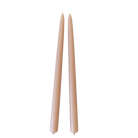 GLŌAM 12" hand-dipped beeswax taper candles in Sal de Maras — a warm mineral pink, made in Santa Barbara with natural plant-based pigments
