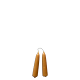 A pair of beeswax mini taper candles in martini,, long burn