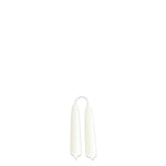 A pair of beeswax hand-dipped mini taper candles  in Alpine Glow-  white hue, elevate home accent and design, create a relaxed, cozy environment.