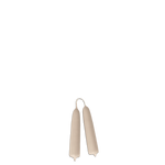 A pair of beeswax mini taper candles in noix, beige, grey, non drip, long burn