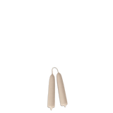 A pair of beeswax mini taper candles in noix, beige, grey, non drip, long burn