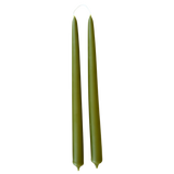 pure beeswax, no drip taper, candles, hand dipped in martini green