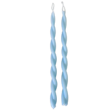 A pair of GLŌAM hand-twisted beeswax candles in Fjord Blue, crafted with plant-based pigments