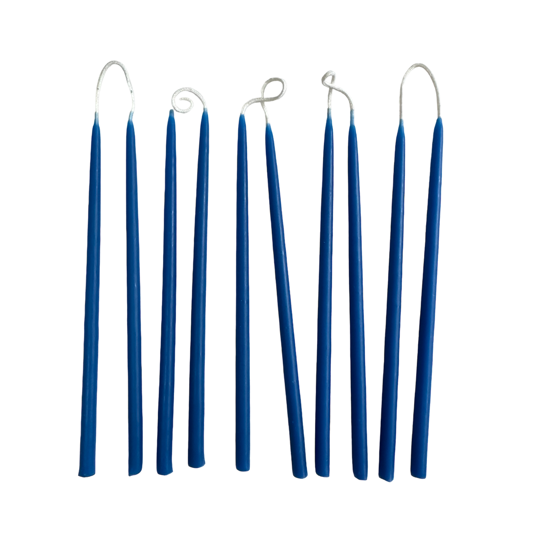 Beeswax Birthday Candles Hand dipped, Dripless in Lavandou Blue