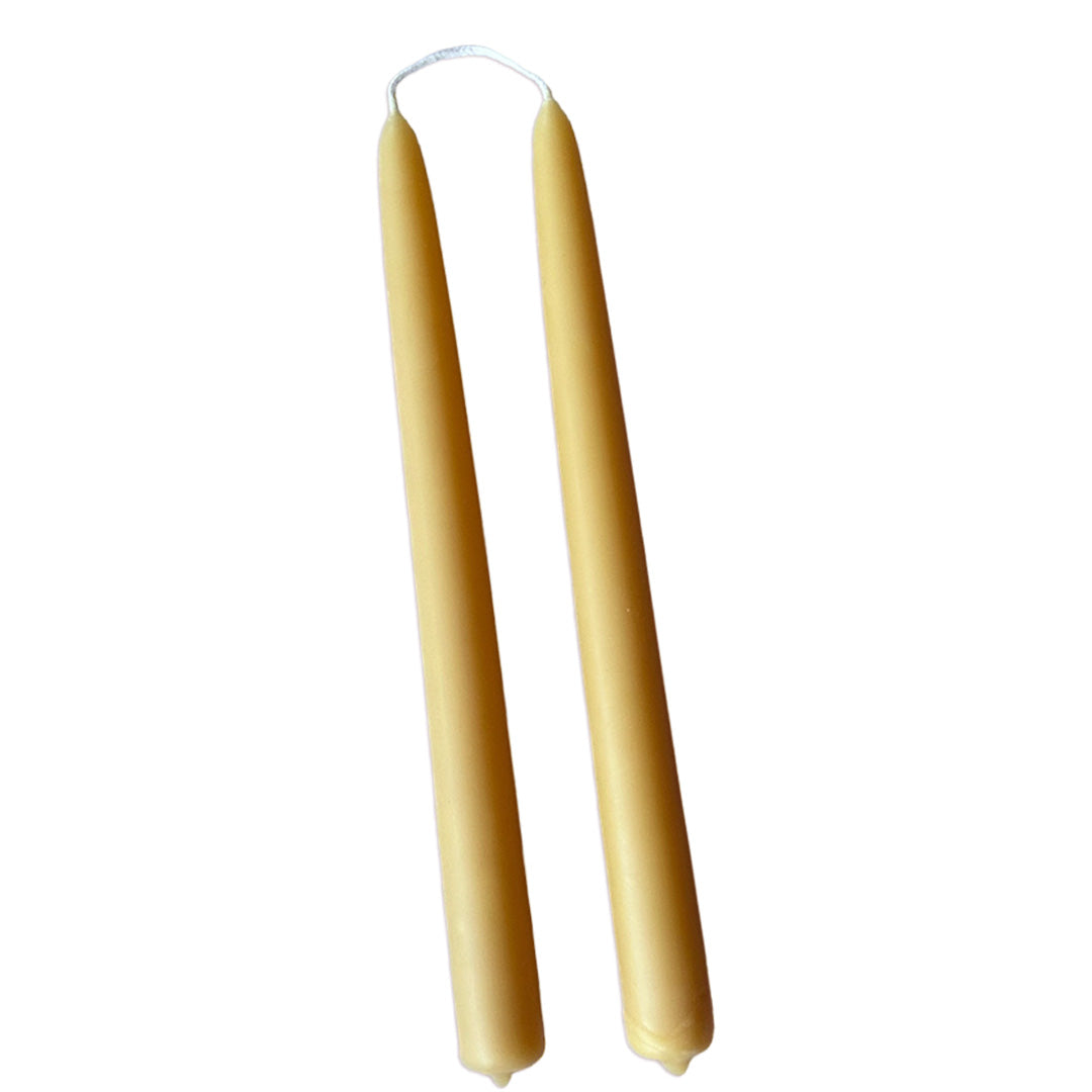 pure beeswax taper candles hand dipped   in Natural yellow