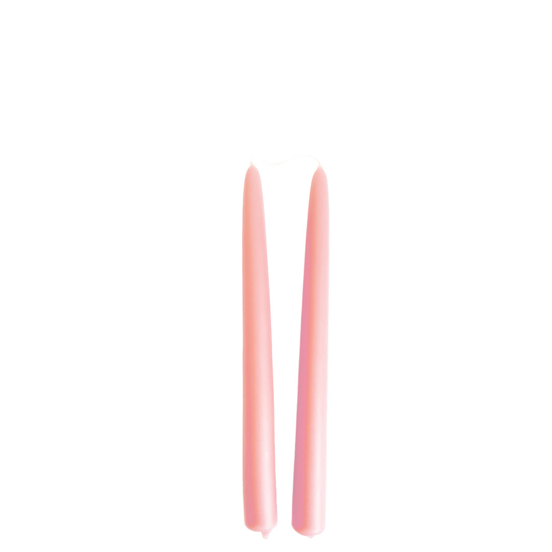 artisanal pure beeswax taper candles hand-dipped  in sal de maras pink