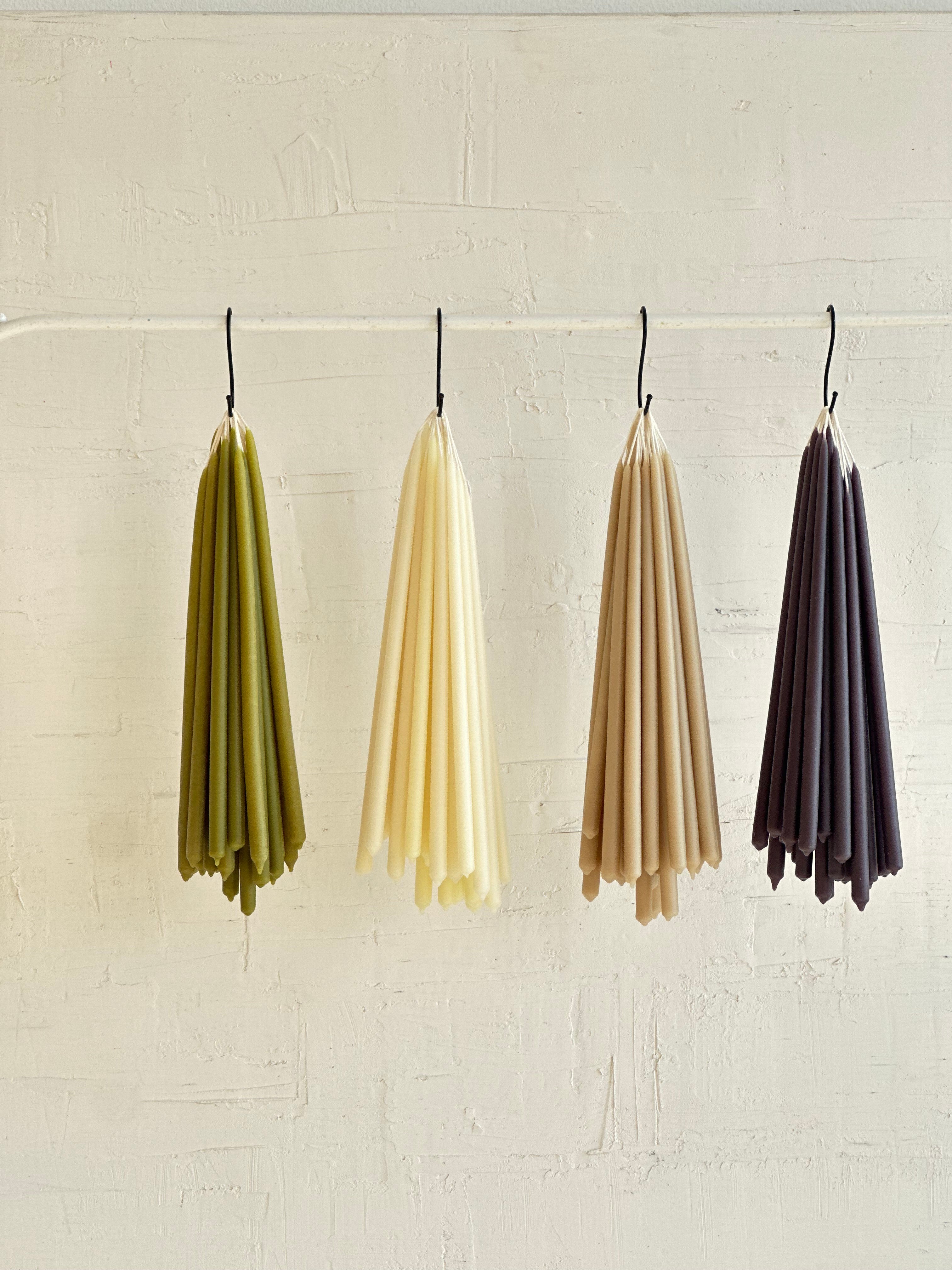 Beeswax Thin Taper Candles Hand Dipped in Rich Hues